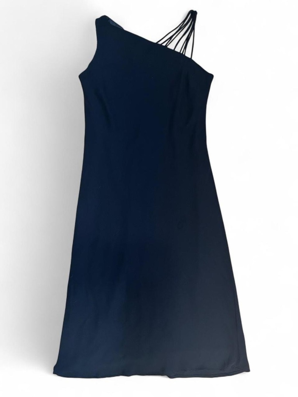 Vintage Y2K Asymmetric Multi-Strap Black Midi Cocktail Dress - Size 14 - Picture 4 of 4